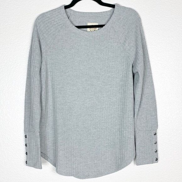 Chaser Purple Waffle Knit Pullover Top Large - Picture 1 of 5